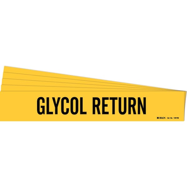 GLYCOL RETURN Pipe Marker Style 1HV Polyester Black on Yellow 1 per Card, 5 PK